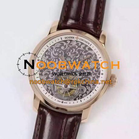 Replica Vacheron Constantin Patrimony Tourbillon Rose Gold White Dial Swiss Tourbillon