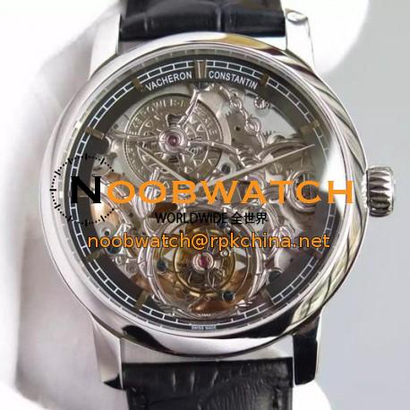 Replica Vacheron Constantin Patrimony Tourbillon Stainless Steel Skeleton & Black Dial Swiss Tourbillon