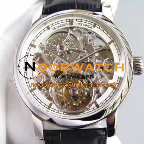 Replica Vacheron Constantin Patrimony Tourbillon Stainless Steel Skeleton & White Dial Swiss Tourbillon