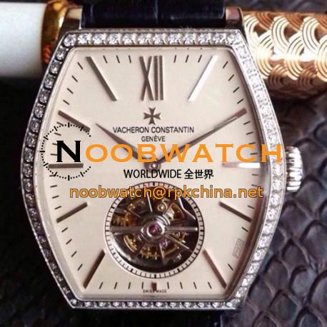 Replica Vacheron Constantin Malte Tourbillon Stainless Steel & Diamonds Cream Dial Swiss Tourbillon