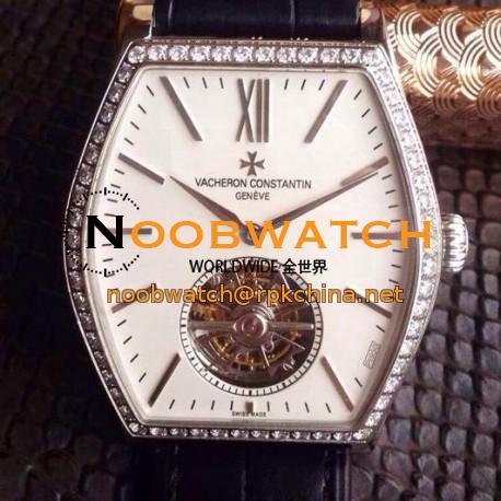 Replica Vacheron Constantin Malte Tourbillon Stainless Steel & Diamonds White Dial Swiss Tourbillon