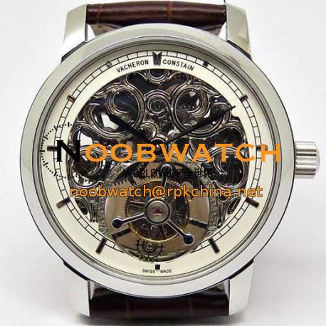 Replica Vacheron Constantin Patrimony Tourbillon Stainless Steel Skeleton & White Dial Swiss Tourbillon