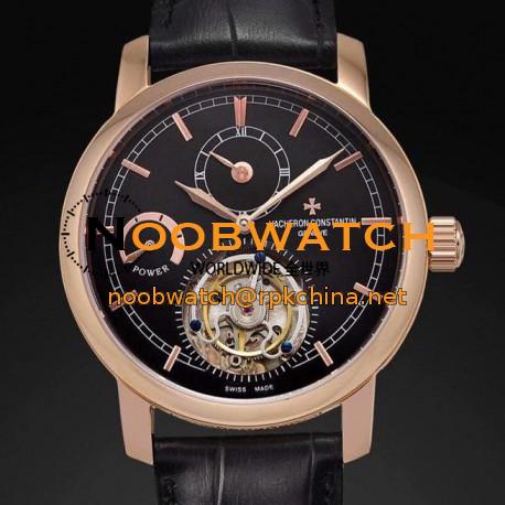 Replica Vacheron Constantin Patrimony Tourbillon Rose Gold Black Dial Swiss Tourbillon