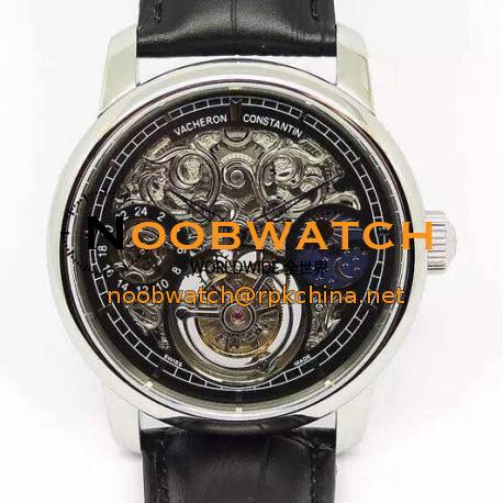 Replica Vacheron Constantin Patrimony Tourbillon Stainless Steel Skeleton & Black Dial Swiss Tourbillon