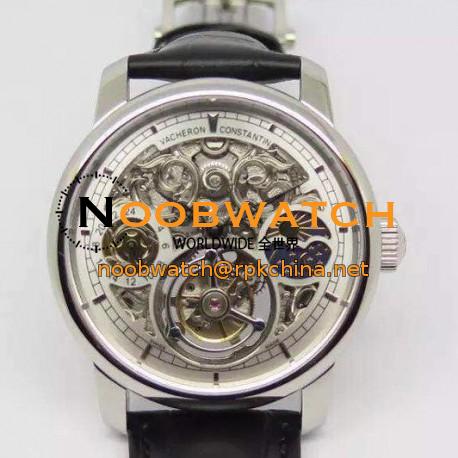 Replica Vacheron Constantin Patrimony Tourbillon Stainless Steel Skeleton & White Dial Swiss Tourbillon