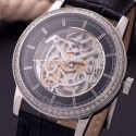 Replica Vacheron Constantin Patrimony Stainless Steel & Diamonds Skeleton & Black Dial Swiss 2824