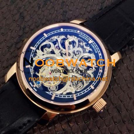 Replica Vacheron Constantin Patrimony Tourbillon Rose Gold Skeleton & Black Dial Swiss Tourbillon