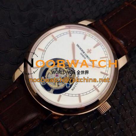 Replica Vacheron Constantin Patrimony Tourbillon Rose Gold White Dial Swiss Tourbillon