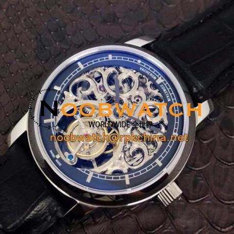 Replica Vacheron Constantin Patrimony Tourbillon Stainless Steel Skeleton & Black Dial Swiss Tourbillon