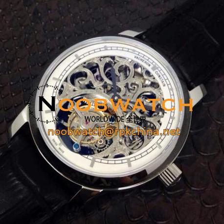 Replica Vacheron Constantin Patrimony Tourbillon Stainless Steel Skeleton & White Dial Swiss Tourbillon