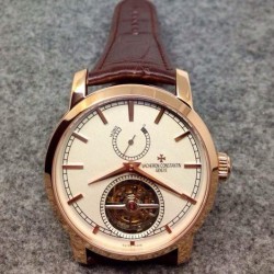 Replica Vacheron Constantin Patrimony Tourbillon Rose Gold White Dial Swiss Tourbillon