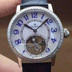 Replica Jaeger-LeCoultre Rendez Vous Tourbillon Ladies Stainless Steel & Diamonds Pearl Dial Swiss Tourbillon