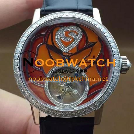 Replica Jaeger-LeCoultre Rendez Vous Tourbillon Ladies Stainless Steel & Diamonds Diamonds & Red Dial Swiss Tourbillon