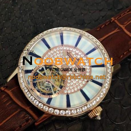 Replica Jaeger-LeCoultre Rendez Vous Tourbillon Rose Gold & Diamonds Diamonds & Pearl Dial Swiss Tourbillon