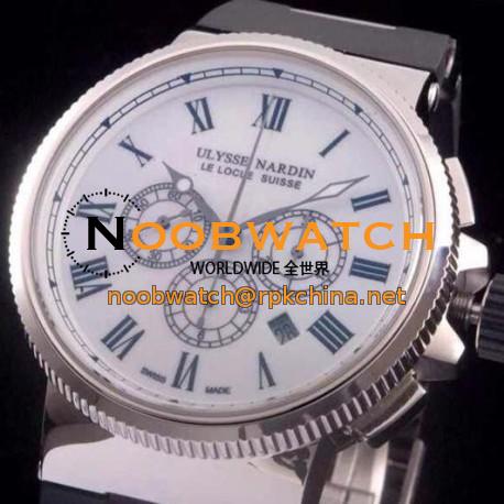 Replica Ulysse Nardin Marine Chronograph Stainless Steel Roman Numbers White Dial Swiss 7750