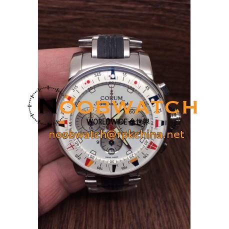 Replica Corum Admiral Cup Chronograph Stainless Steel White Dial Swiss 7750