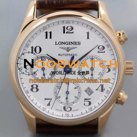 Replica Longines Master Collection Chronograph Rose Gold White Dial Swiss 7750