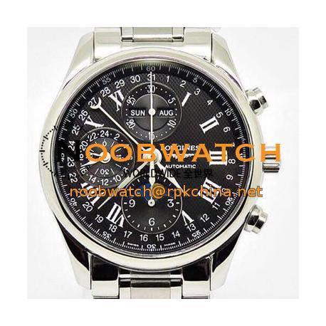 Replica Longines Conquest Classic Chronograph Moonphase Stainless Steel Black Dial Swiss 7751