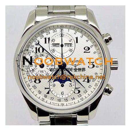 Replica Longines Conquest Classic Chronograph Moonphase Stainless Steel White Dial Swiss 7751