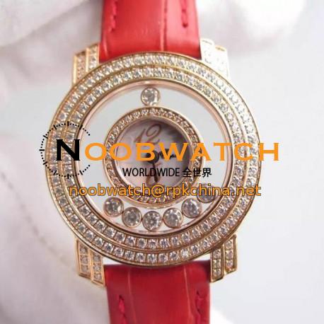 Replica Chopard Happy Diamonds Ladies Rose Gold Pink/White/Numbers Dial Swiss Quartz