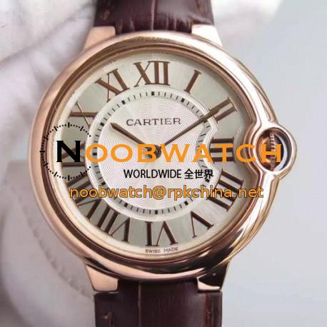 Replica Cartier Ballon Bleu Rose Gold Gold Markers & White Dial Swiss 2836-2