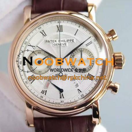 Replica Patek Philippe Calatrava Chronograph Power Reserve Rose Gold White Dial Swiss Lemania