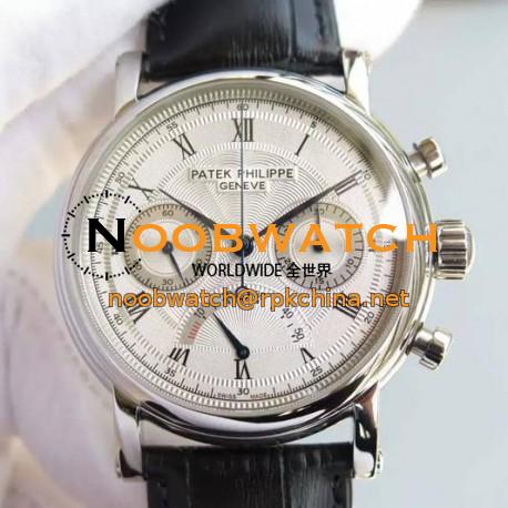 Replica Patek Philippe Calatrava Chronograph Power Reserve Stainless Steel White Dial Swiss Lemania