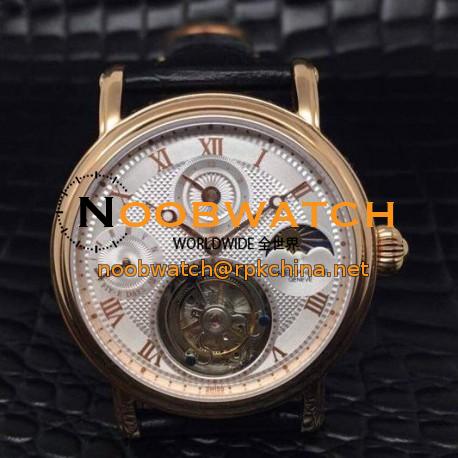 Replica Patek Philippe Tourbillon Moonphase 24H Power Reserve Rose Gold White Dial Swiss Tourbillon