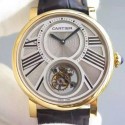 Replica Cartier Rotonde Tourbillon Yellow Gold White Dial Swiss Tourbillon