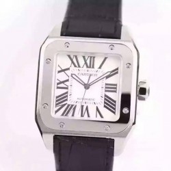 Replica Cartier Santos 100 Midsize Stainless Steel White Dial Swiss 2671