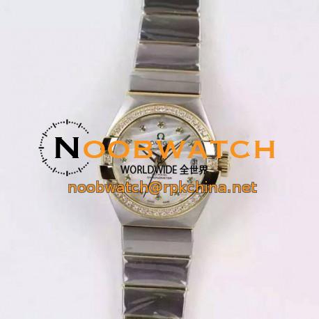 Replica Omega Constellation Double Eagle Lady 27MM Stainless Steel & Yellow Gold White Dial Swiss 8520