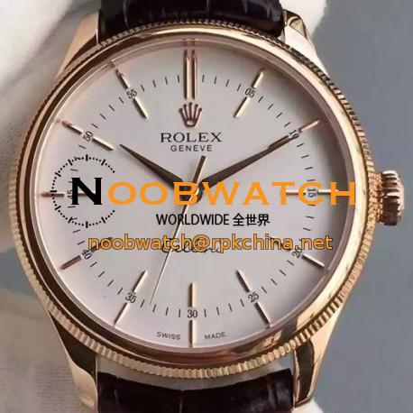 Replica Rolex Cellini Time 50505 Rose Gold White Dial Swiss 2824-2