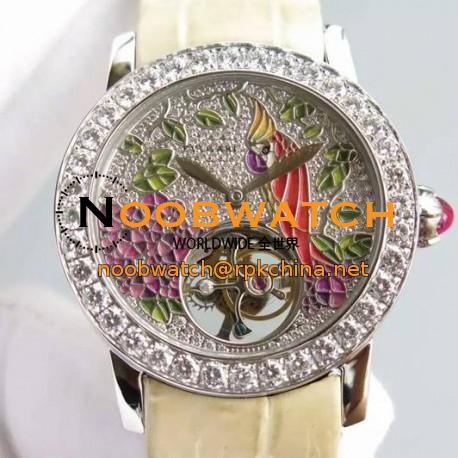 Replica Bvlgari Il Giardino Tropicale Stainless Steel & Diamonds Parrot Dial Swiss Tourbillon