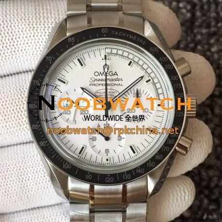 Replica Omega Speedmaster Moonwatch Anniversary Silver Snoopy Stainless Steel White Dial Swiss 1861