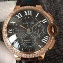 Replica Cartier Ballon Bleu Chronograph Rose Gold & Diamonds Black Dial Swiss 7750