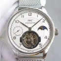 Replica IWC Portuguese Regulateur Tourbillon Stainless Steel White Dial Swiss Tourbillon