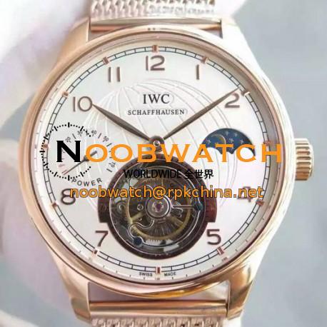 Replica IWC Portuguese Regulateur Tourbillon Rose Gold White Dial Swiss Tourbillon