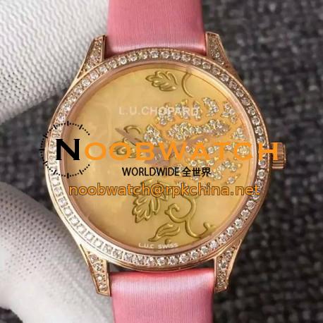 Replica Chopard L.U.C XP Esprit de Fleurier Peony Rose Gold & Diamonds Gold Dial Swiss L.U.C 96.23-L