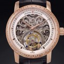 Replica Vacheron Constantin Patrimony Tourbillon 24K Rose Gold Plated & Diamonds Skeleton & White Dial Swiss Tourbillon