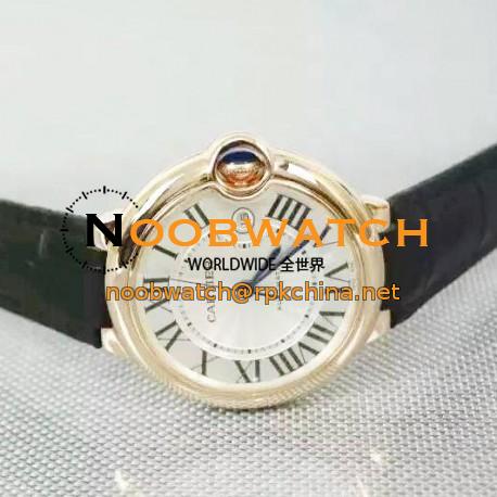 Replica Cartier Ballon Bleu 42MM 24K Rose Gold Plated White Dial Swiss 2836-2