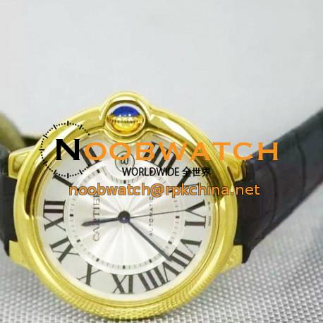 Replica Cartier Ballon Bleu 42MM 24K Yellow Gold Plated White Dial Swiss 2836-2