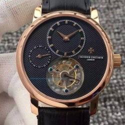 Replica Vacheron Constantin Patrimony Tourbillon Rose Gold Black Dial Swiss Tourbillon