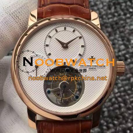 Replica Vacheron Constantin Patrimony Tourbillon Rose Gold White Dial Swiss Tourbillon