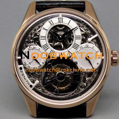 Replica Zenith EP Calender Skeleton Tourbillon RG/LE White Fly Tourbillon