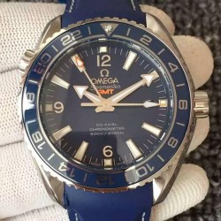 Replica Omega Seamaster Planet Ocean GMT Stainless Steel Blue Dial Swiss 8605