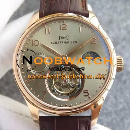 Replica IWC Portuguese Regulateur Tourbillon Rose Gold Green Dial Swiss Tourbillon