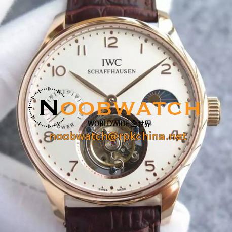 Replica IWC Portuguese Regulateur Tourbillon Rose Gold White Dial Swiss Tourbillon