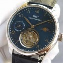 Replica IWC Portuguese Regulateur Tourbillon Stainless Steel Blue Dial Swiss Tourbillon