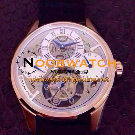 Replica Zenith Real SWISS Tourbillon Watches Rose Gold Skeleton