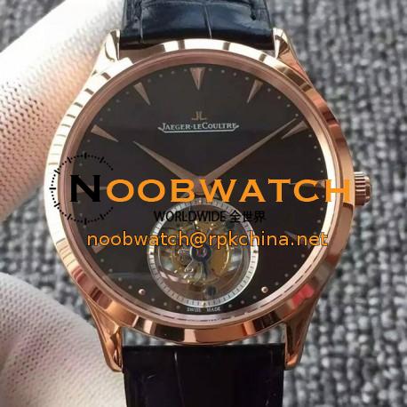 Replica Jaeger-LeCoultre Master Ultra Thin Tourbillon Rose Gold Black Dial Swiss Tourbillon